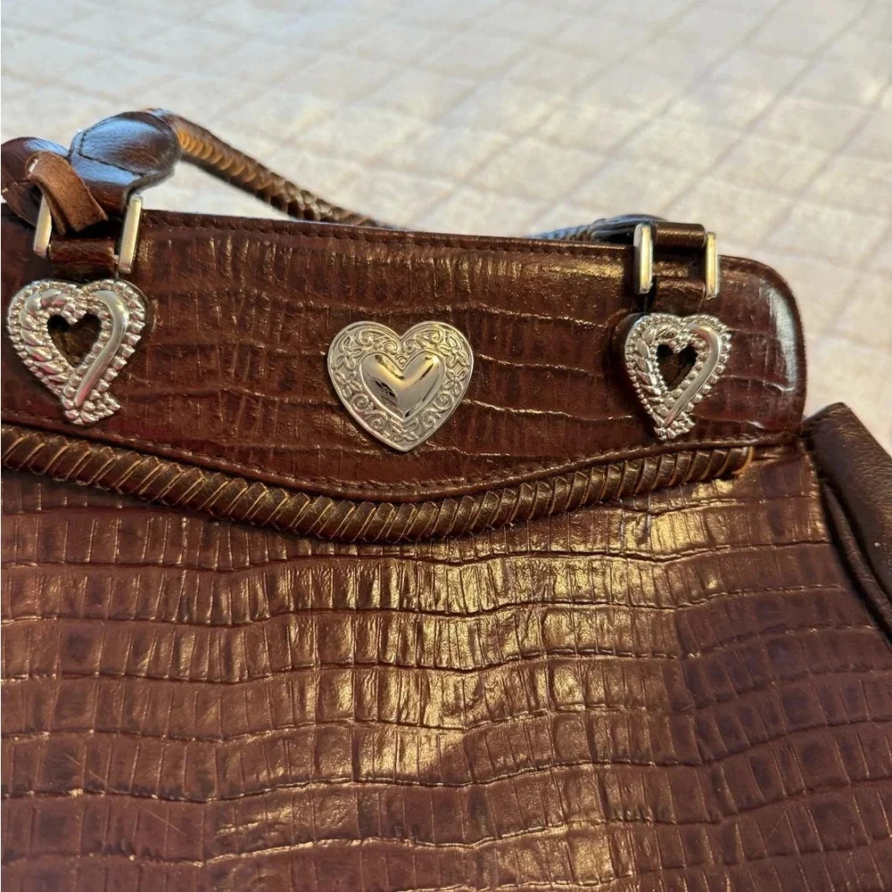 Brown leather satchel unbranded with Silvertone Hardware gives Brighton  vibes - Picture 10 of 10